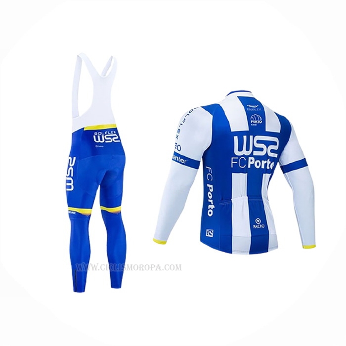 2020 Ropa Ciclismo W52-FC Porto Blanco Azul Mangas Largas y Culotte Lunga